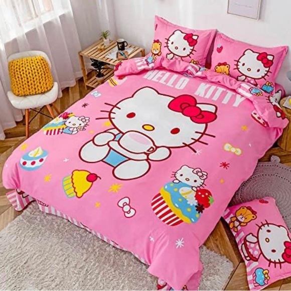 NWT Hello Kitty Kitty Cakes Duvet Cover Set Bedding Set  (Full78x90inch) - Picture 2 of 7